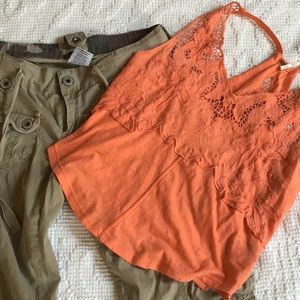 Tank orange free people plus cargo 5 crop